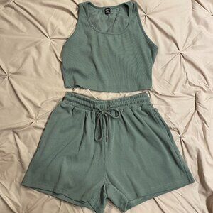 Ribbed Crop Top and Shorts Set